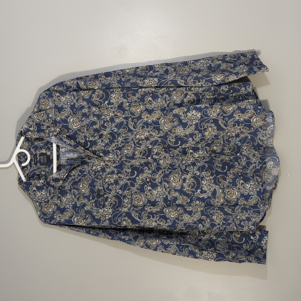 Joseph Abboud Blue and Gold Paisley Button-Down Shirt, XL